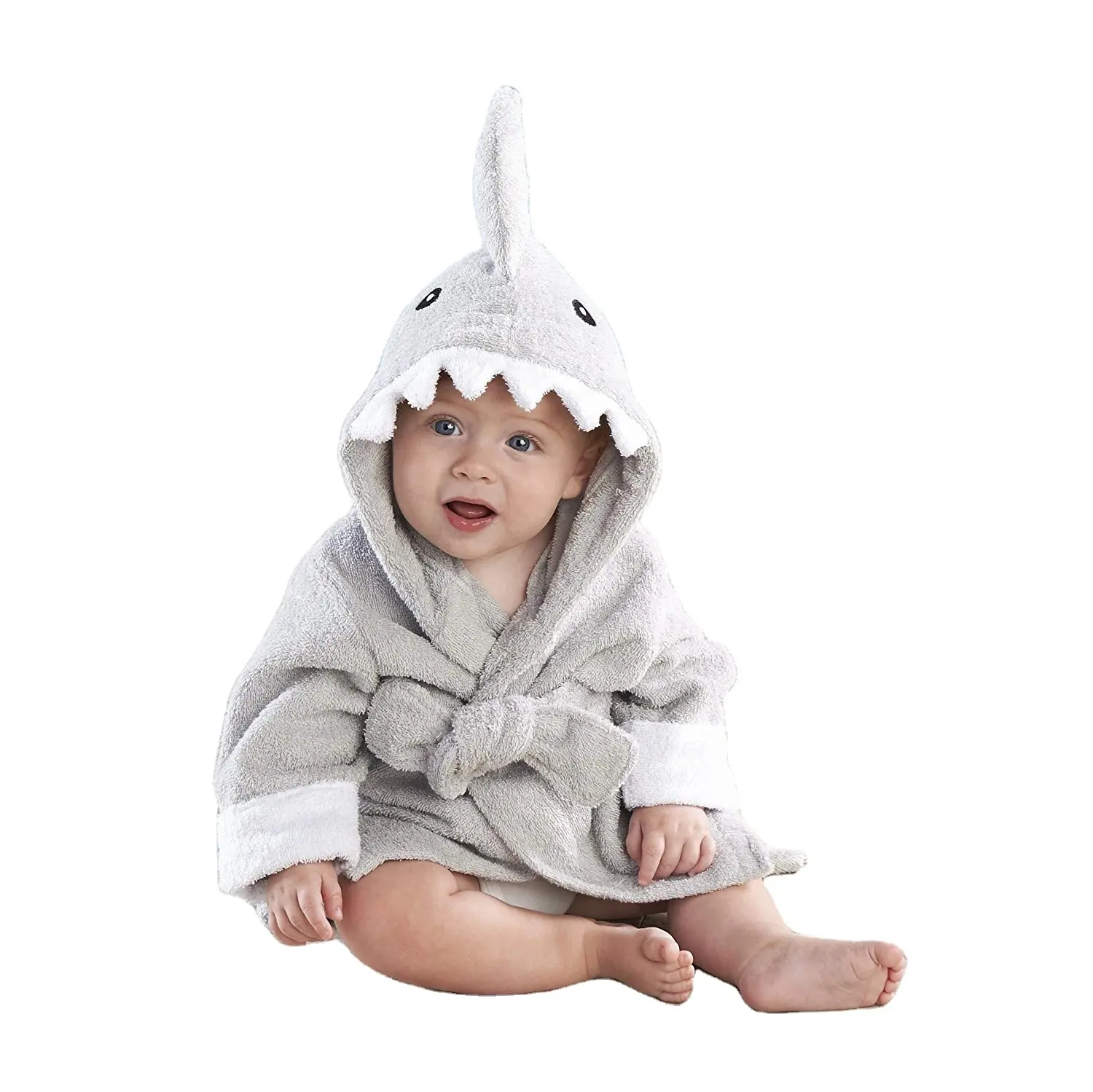 Terrycloth Động Vật Dài Tay Áo Trùm Đầu Áo Choàng Tắm, Baby Bath Robe