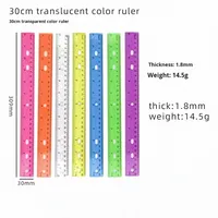 Règle à six trous de 30cm prête à être expédiée Outil de mesure en plastique transparent pour étudiants Vente en gros avec livraison rapide