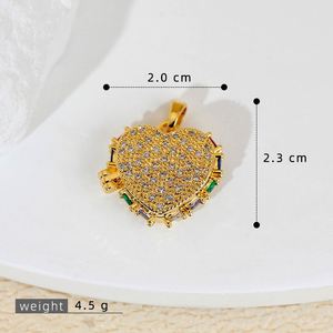 Collier pendentif cœur en cuivre plaqué or 18 carats, photo ouvrable, boucles d'oreilles et bracelet en diamant coloré, fabrication de bijoux - Product Image 6