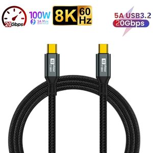 PD 100W USB <span class=keywords><strong>3.2</strong></span> Gen2 20Gbps Type-C-USBCオーディオビデオケーブル8K60Hz 5A Type C PDコードforiPhone 15 16 MacBooksamsung - Product Image 2