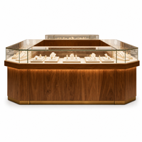 Vitrine de présentation de bijoux en bois et verre antique sur mesure avec éclairage LED, durable et écologique, pour bijouterie, musée