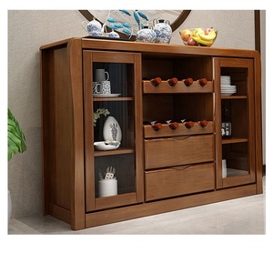 Muebles de Madera para Sala de Estar, Mesas Buffet con Puertas de Vidrio y Cajones, Color Marrón - Product Image 3