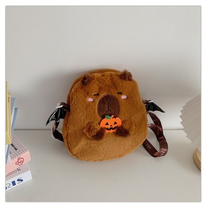 Mochila de Peluche de Capibara Diablo de Halloween, Bolso Estéreo de Dibujos Animados, Unisex, Naranja, Bandolera Transfronteriza - Product Image 4