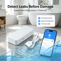 Système d'alarme de sécurité Tuya pour la maison, détecteur de fuite d'eau indépendant, alerte de niveau d'eau via Wi-Fi, système d'alarme de sécurité contre les inondations, ABS, 90 dB, portée de détection de 10 m