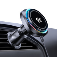 Nouveau support magnétique de téléphone pour voiture Qi2.2 15W 25W avec chargeur sans fil et lumière ambiante RGB, aimant puissant N52 pour iPhone 17 16 Pro Max