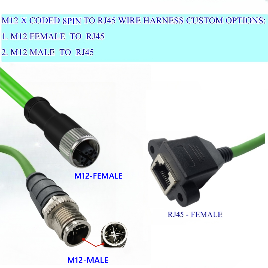 M12 X code male to RJ45 female (8pin)