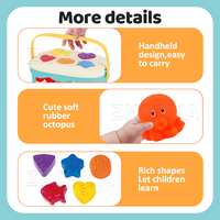 Permainan Puzzle Blok Zhorya, Bentuk Warna-Warni, Mainan Susun Bentuk Gurita, Set Bak Mandi Bayi dengan Kotak Penyimpanan untuk Bayi