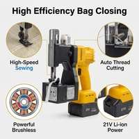 Machine à coudre et à sceller les sacs DIY avec moteur sans balais au lithium, outil de fermeture pour sacs tissés, sacs de riz, équipement de couture de coutures textiles