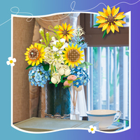 Bouquet de tournesols miniature personnalisable, ensemble de blocs de construction 3D, cadeau idéal pour les filles ou décoration polyvalente, jouets pour enfants