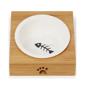 Mangeoire en bois de mangue faite à la main pour animaux de compagnie avec bols avec prix bon marché et taille personnalisée pour les chiens