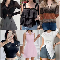 Ropa en Inventario, Blusas Estampadas para Mujer, Corte Ajustado, Camisetas de Poliéster/Algodón, Verano, Precio Bajo, Venta al Por Mayor, Nuevo Stock