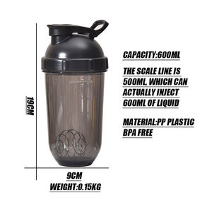 ขวดเชคโปรตีน Tritan 500 มล. พิมพ์โลโก้ได้ ปลอดสาร BPA แก้วผสมพกพาสะดวกสำหรับออกกำลังกายและฟิตเนส ขายส่ง - Product Image 3