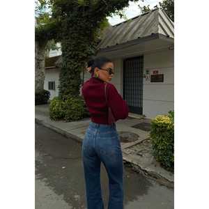 <b>Burgundy</b> Balboa Double Zip Knit <b>Cardigan</b> Casual Style Hooded Wool Jacquard Striped Print for Spring Autumn Winter - Product Image 1