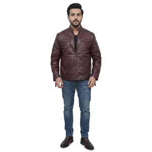 Wholesale New Arrival Casual Fashion <b>Leather</b> <b>Jacket</b> with Stand Collar Customized Design for <b>Winter</b> Season <b>jacket</b> for men - Product Image 1