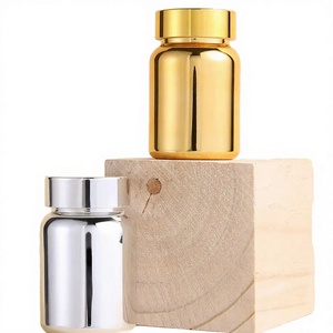 High Quality Electroplated Silver 120cc PET Medicine <b>Pill</b> Capsule <b>Bottle</b> with Screw Cap - Product Image 3