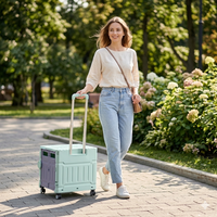 Nouveau chariot de courses pliable portable à 2/4 roues avec couvercle, chariot de supermarché léger, chariot à main pour monter les escaliers, pour la livraison de bagages