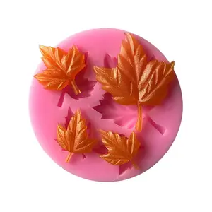 XGY-53 3d Maple Leaf Cupcakes Kẹo Fondant Khuôn Sô Cô La Bánh Ngọt Trang Trí Dụng Cụ Làm Bánh Silicone Khuôn 4 Lỗ