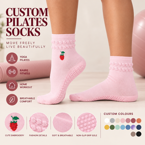 Custom Logo Embroidered Pilates Grip Yoga <b>Socks</b> Non-Slip Barre <b>Socks</b> Low MOQ Free Design OEM Custom Packaging for <b>Women</b> - Product Image 1