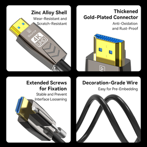 Cable <span class=keywords><strong>HDMI</strong></span> <span class=keywords><strong>2.0</strong></span> de Fibra Óptica Chapado en Oro, HD 4K 2K 120Hz TJ-A402, OEM ODM, 3D, 5M 10M <span class=keywords><strong>15M</strong></span> 50M 100M - Product Image 2