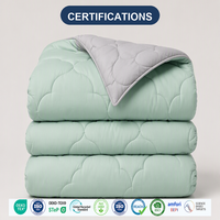 Ensemble de couette réversible Soft Cloud Stitch, couette légère double face gris menthe pour chambre à coucher