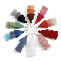 Boucles d'oreilles longues en soie avec pompons ethniques bohèmes faits à la main, plaquées or, pour femmes 2019