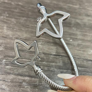 सुंदर लड़की स्टेनलेस स्टील बीड चांदी 25 गोल्डन 50 आइवी पत्ती कंगन के लिए लोचदार फैशन कोण - Product Image 6