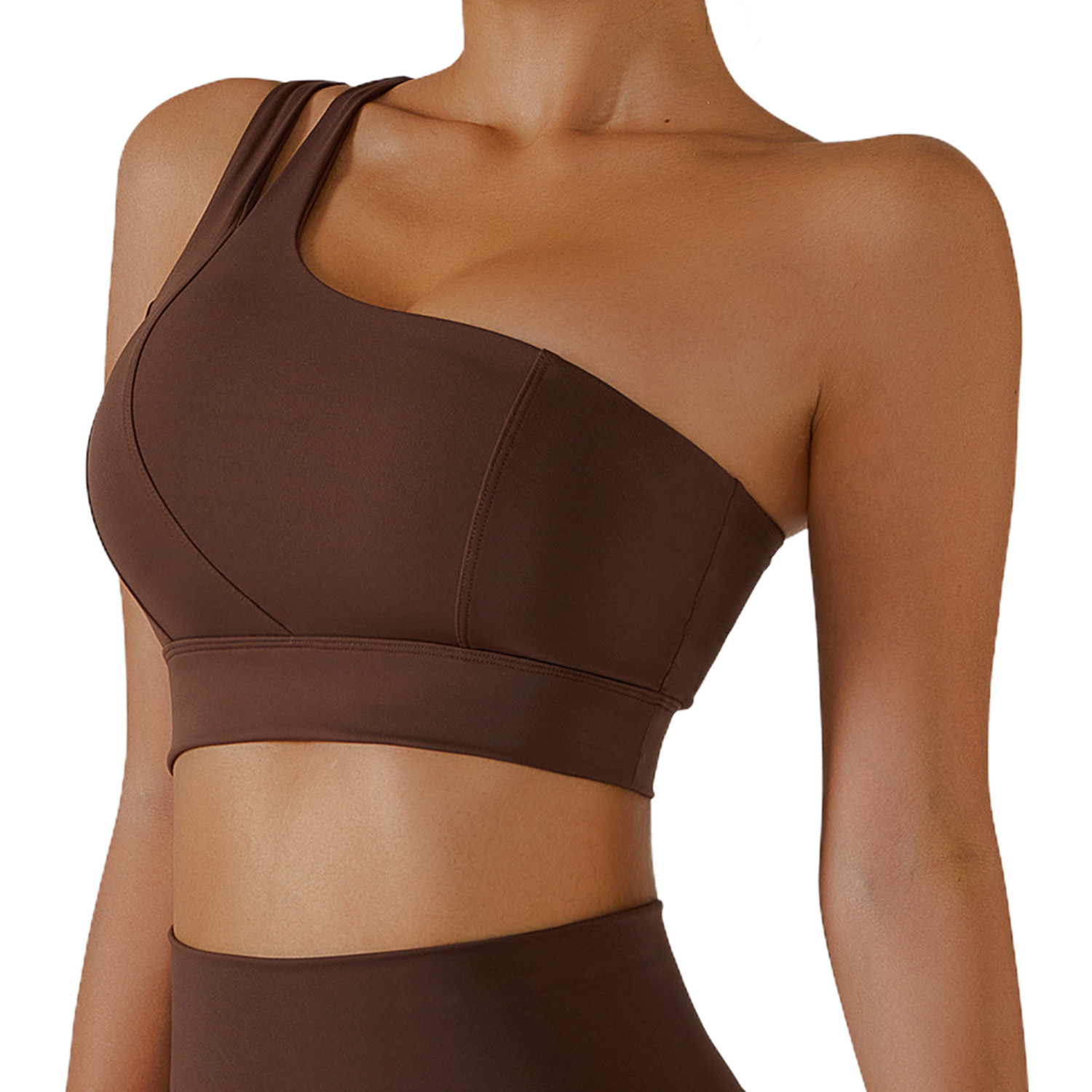 Women's One-Shoulder Sexy Support Compression Shockproof Yoga Bra Quick-Drying Fitness Running Vest Sports Bra Gym Short Jacket