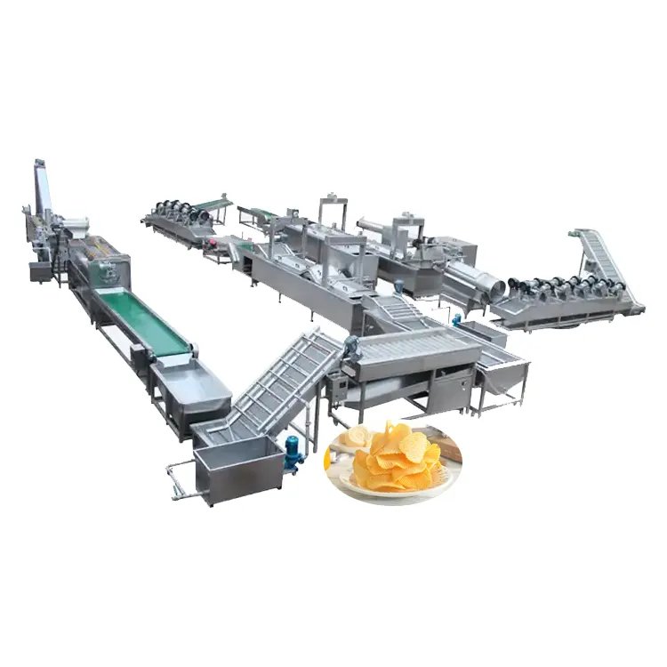 Macchina industriale per la sbucciatura e il taglio di patate e la macchina per tagliare il pelapatate 3 in una linea di produzione di patatine fritte