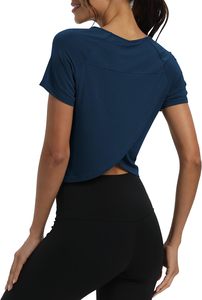 Tops de sport pour femmes en gros, à dos fendu, coupe courte - Mélange modal/spandex, écologique, séchage rapide, respirant, coupe ample - Product Image 4