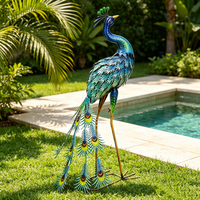 Grande statue de paon en métal, décoration de jardin, statue en métal pour patio, villa, jardin