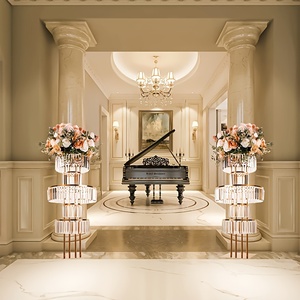 Centrotavola di Lusso Moderni in Ferro per Matrimoni, Decorazioni Premium con <span class=keywords><strong>Vasi</strong></span> Alti a 4/5 Livelli in Cristallo Dorato per Feste - Product Image 4