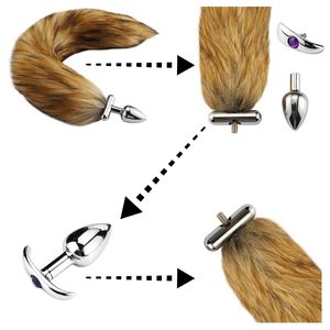 Tapón trasero de cola de zorro replatable deformable para parejas coqueteo Cosplay Animal juego de cola de zorro sin vibrador tapón anal de Metal - Product Image 3