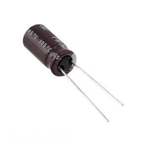 Condensateur radial traversant UPW1J101MPD6TD en aluminium 100 µF 20 % 63 V TH 100 µF - Product Image 1