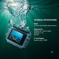 Caméra d'action 4K 60fps avec deux écrans couleur, capteur d'image 12MP, Wifi, étanche, caméra de sport avec fonction anti-vibration