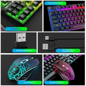 T87 rgb बैकलिट वायरलेस चार्जिंग कीबोर्ड और माउस सेट 2.4g समाधान चमकदार गेम एक्सेसरी कीबोर्ड और माउस - Product Image 3