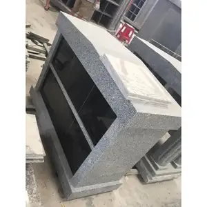 SHIHUI Natural Stone Grey Granite Columbarium Grave Decoration And Funerary Chapel Double Sides 12 Niches Cremation Urn