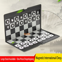 Jeu d'échecs magnétique international, style portefeuille, plateau pliable, mini jeu d'échecs portable de voyage