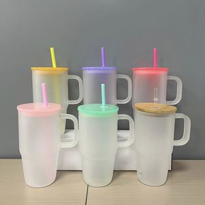 แก้วมัคใสแบบฝ้าขนาด 20 ออนซ์ พร้อมหูจับ แก้วเยลลี่หลากสีขนาด 20 ออนซ์ แก้วน้ำเด็กสำหรับใส่กาแฟแบบพกพา เหมาะสำหรับงานซับลิเมชั่น - Product Image 3