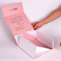 Boîte d'emballage cosmétique pliable rose personnalisée avec fermeture magnétique, boîte cadeau rigide en papier vide avec poignée pour soins de la peau, maquillage, parfum