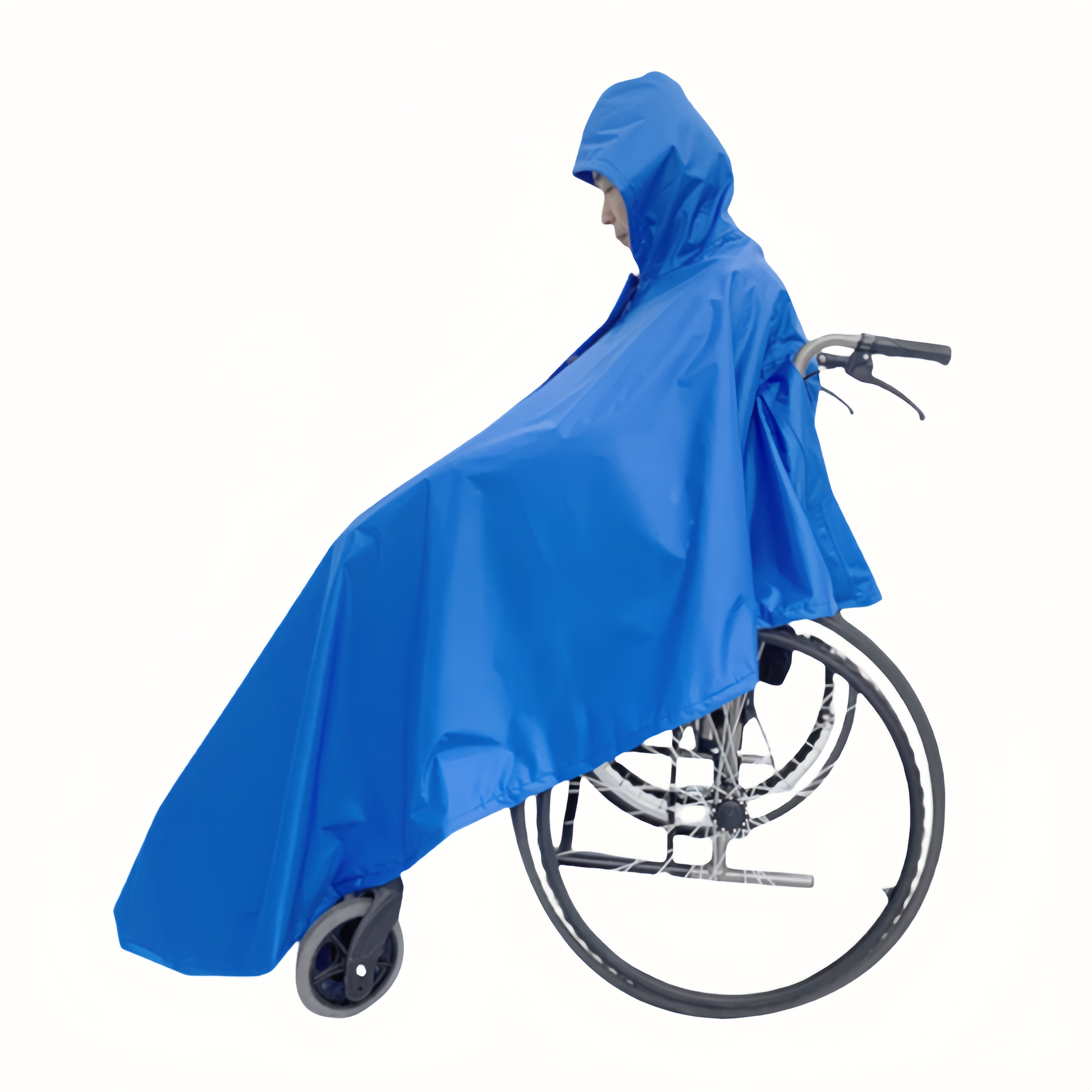 Poncho de pluie bleu pour fauteuil roulant