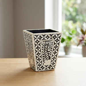 Classic American Vintage Style Hand Carved Eco-Friendly Bone Inlay Flower Pot Custom Capacity 500g Home <b>Garden</b> Commercial Floor - Product Image 1