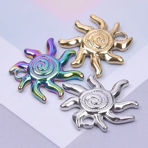 Pendentif soleil en acier inoxydable, design spirale, plaqué or 18 carats, argent, arc-en-ciel, accessoires de bijoux pour collier DIY - Product Image 3