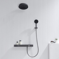 Ensemble de douche thermostatique mural en laiton chromé brossé, avec jets de pluie et de massage doux, pour hôtels et villas, design moderne