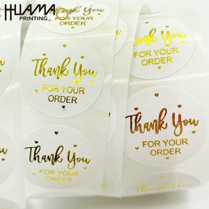 Etiqueta adhesiva transparente brillante con lámina dorada de Huamao Factory Direct para decoración de cajas de regalo. - Product Image 3