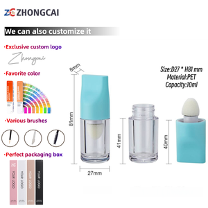 定制Logo 10ml唇彩管圆形带大刷子高品质空唇彩油瓶容器和盒子 - Product Image 2