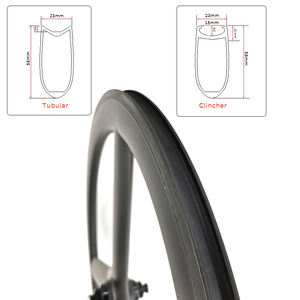 Pneu tubulaire OEM <span class=keywords><strong>de</strong></span> 23mm <span class=keywords><strong>de</strong></span> large 700C vélo <span class=keywords><strong>de</strong></span> route avant frein en V roues en carbone à 3 rayons 58mm UD frein à disque mat roues arrière en carbone HG - Product Image 2
