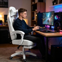 Chaise de jeu ergonomique avec hauteur réglable, appui-tête inclinable en mousse à mémoire de forme, soutien lombaire, cuir PU respirant, design pivotant