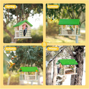 <span class=keywords><strong>Suet</strong></span> kafesleri ile sedir ağacı kuş besleyici, 2 meyve kabı ile dışarıda vahşi kuş besleyici asılı, veranda bahçe kuş besleyici - Product Image 6