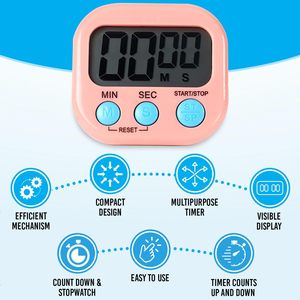 Standing Digital LCD Countdown Kitchen <b>Timer</b> with Eco-Friendly Plastic Rechargeable Battery Touch Control & 90-Minute Max Count - Product Image 1