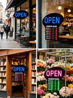 Commerciële RGB LED OPEN BUSINESS HOUR BORD Verlicht LED-bord met geopende-ureninformatie voor restaurant, salon, entree, wanddecoratie